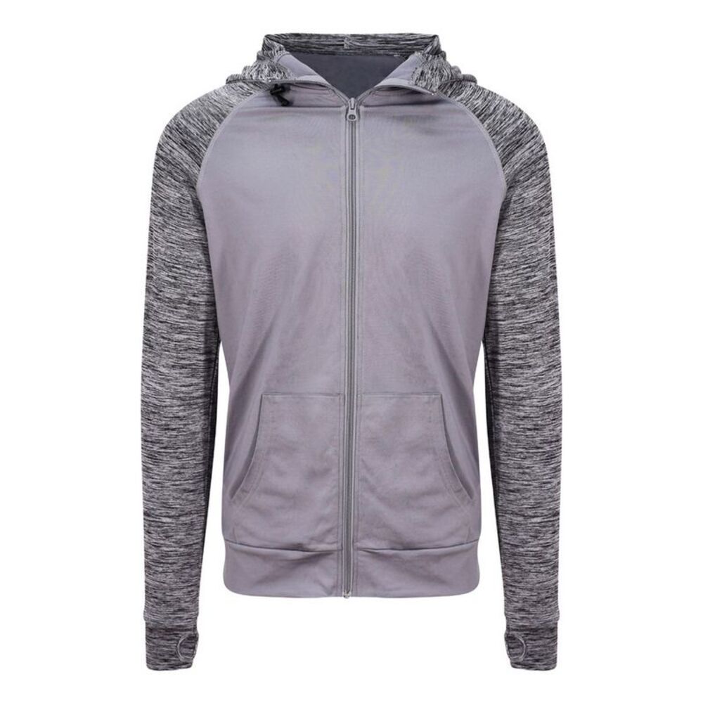 AWDis Just Cool Mens Contrast Zoodie / Gray/Gray Melange